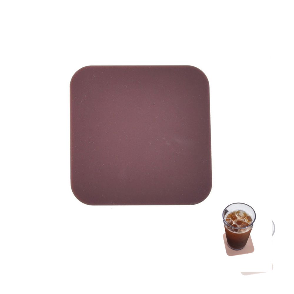 미끄럼 방지 컵 받침 실리콘 사각 브라운 디코 스터 주방 용품